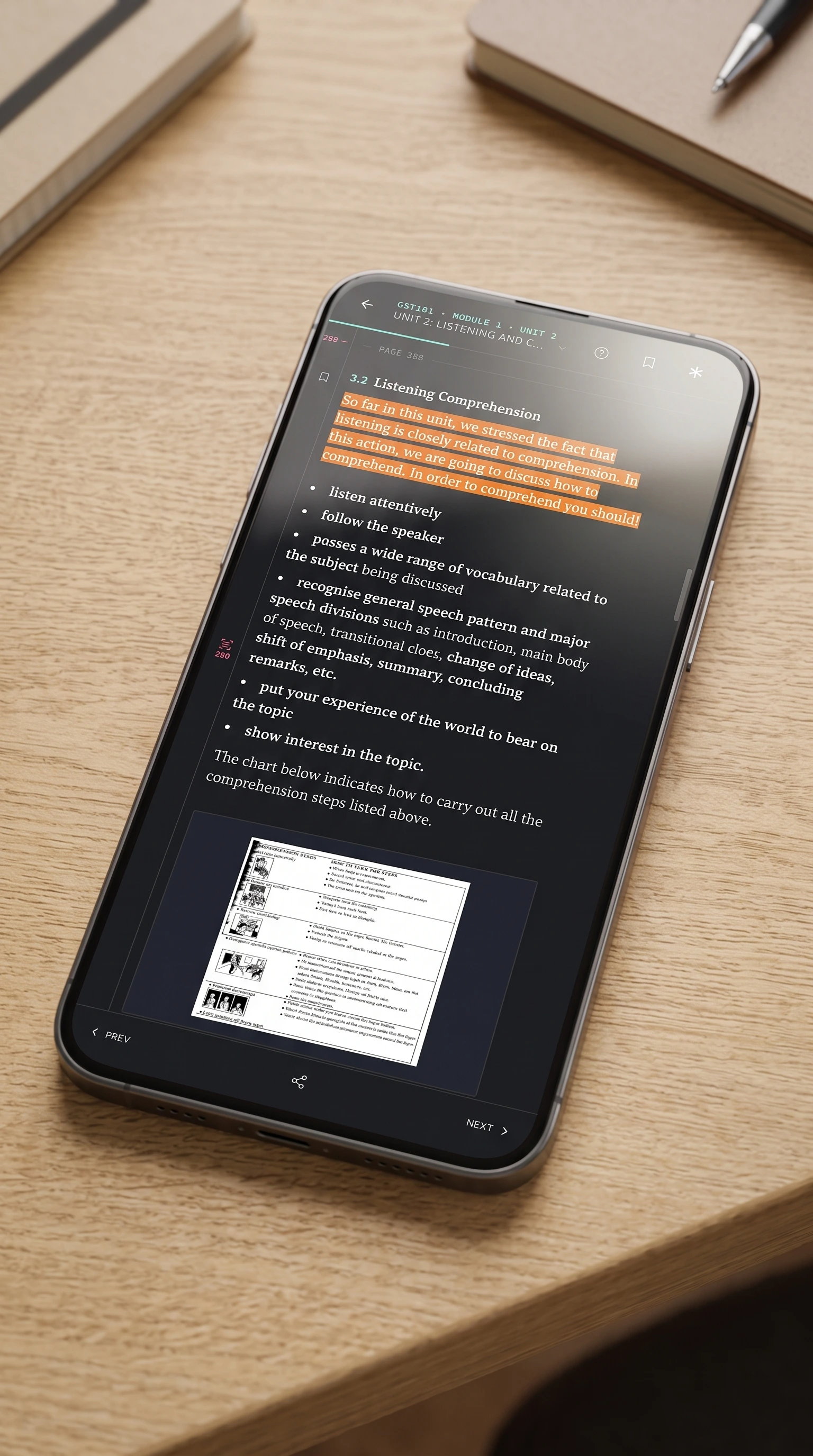 A highlighted passage in the reader with the note popover open